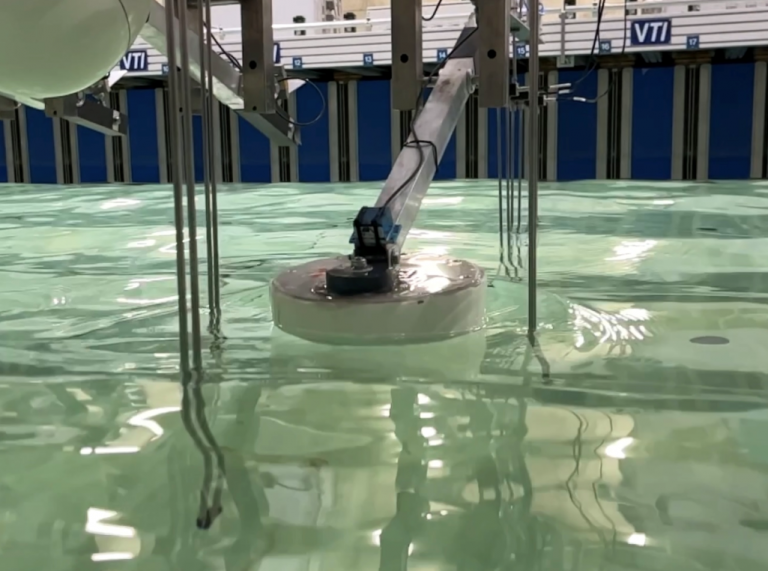 Scaled WaveStar device prototype tested in a wave basin facility.